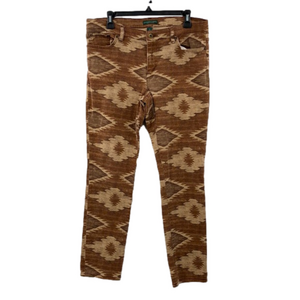Lauren Ralph Lauren Brown Tan Aztec-Print Skinny Jeans